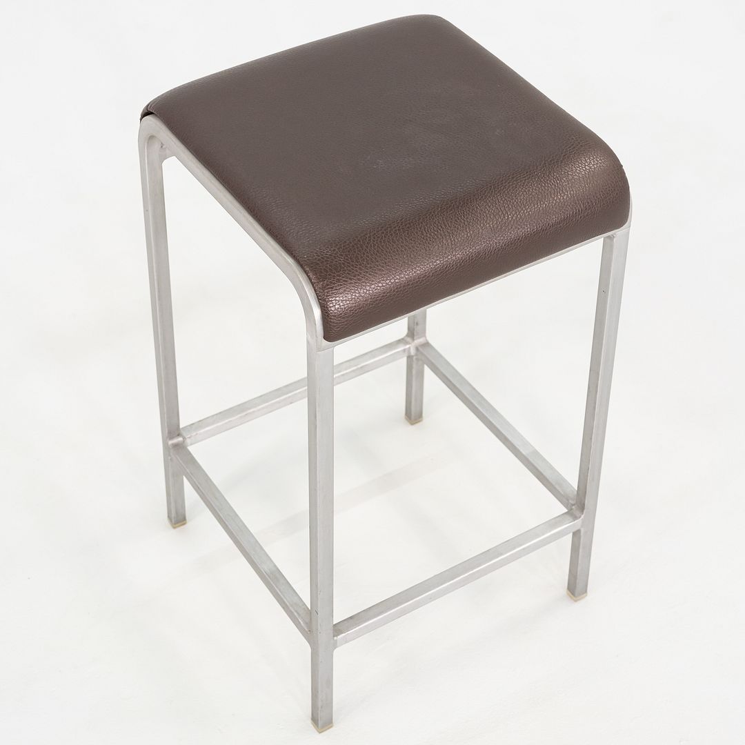 2010 Norman Foster for Emeco 20-06 Stool with Brown Leather Seats 5x Available