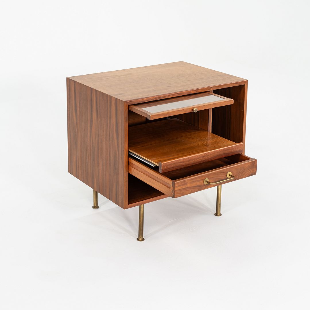 1970s Jens Risom Design 27 inch Cabinet / Nightstand in Walnut w/ One Drawer