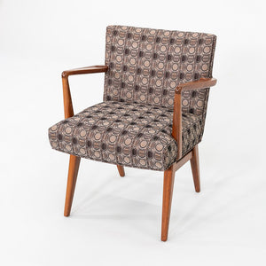 1960s Set of Seven Jens Risom Design Model C-108 Dining Arm Chairs in Walnut and Fabric