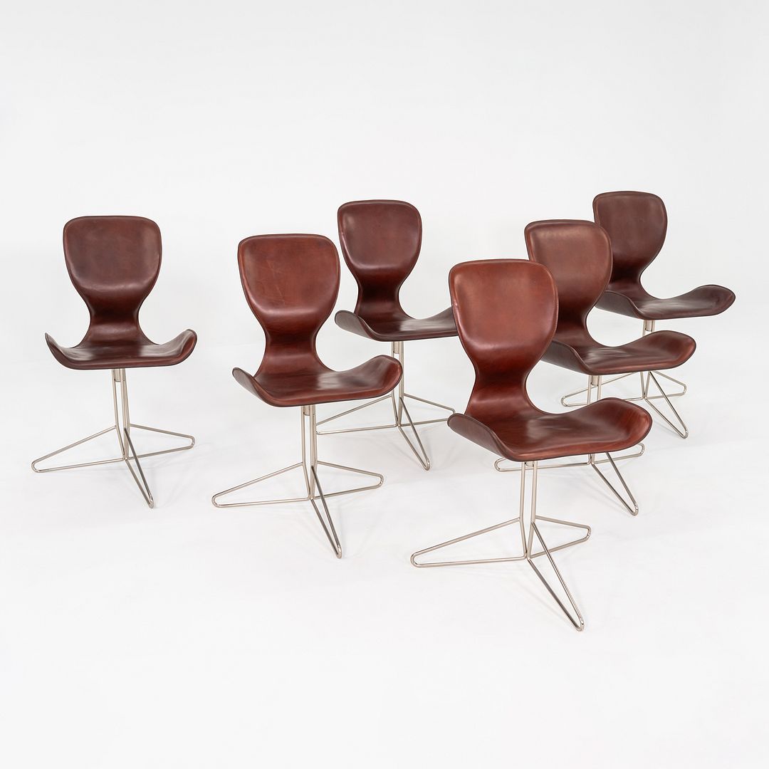 2000s Set of Six Kirsten Jones & Adam Bottomley KOI K2 Dining Chairs in Leather
