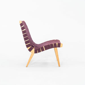 2000s Jens Risom For Knoll Armless Lounge Chair in Maple with Purple Webbing