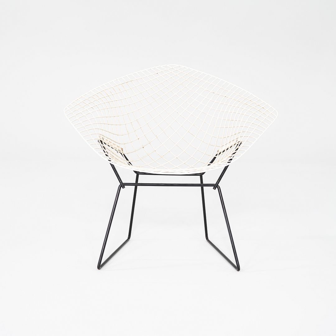 1960s Harry Bertoia Knoll Diamond Lounge Chair Black/White Powder Coated Steel