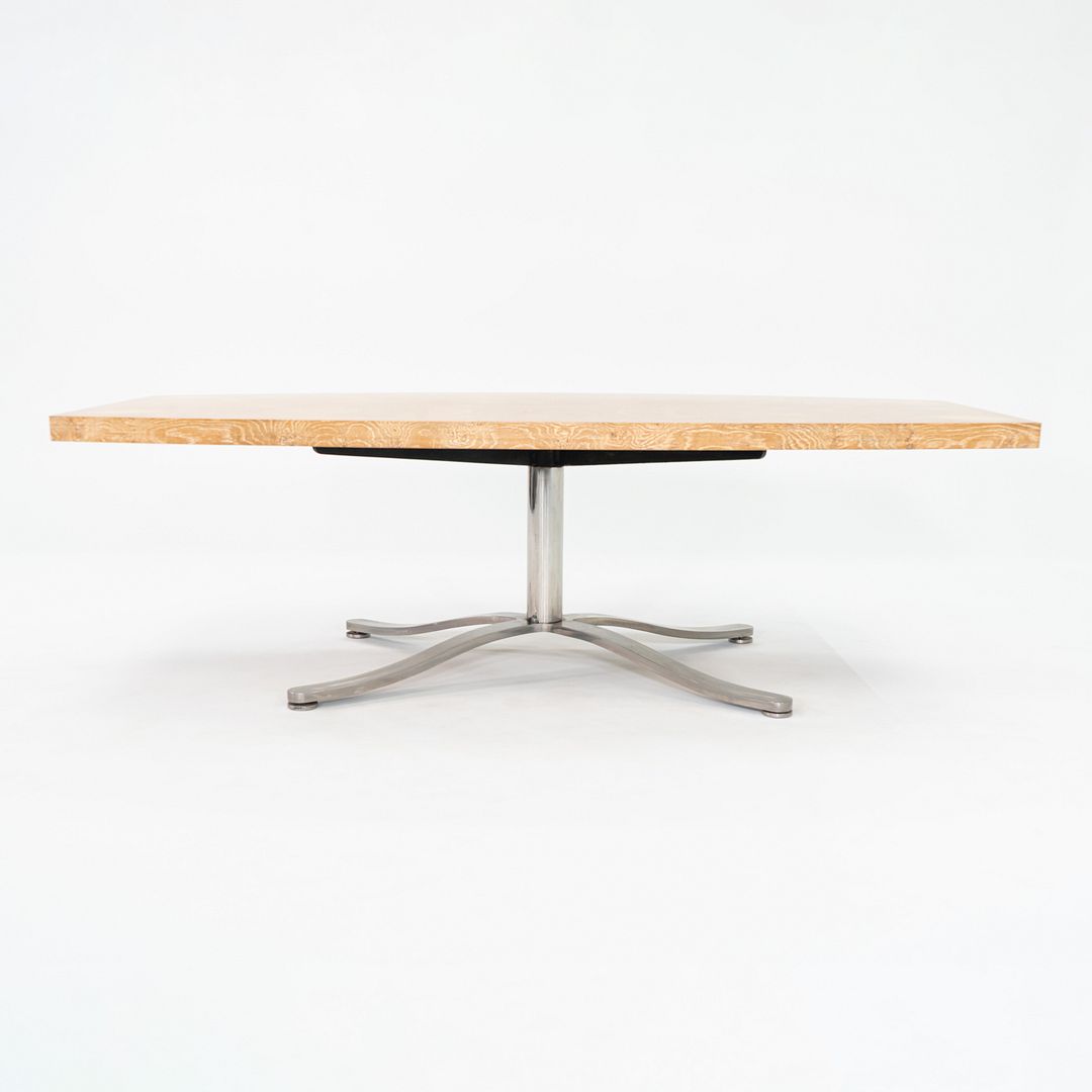 2004 Nicos Zographos Custom Burled Oak Conference Table w/ Stainless Steel Base