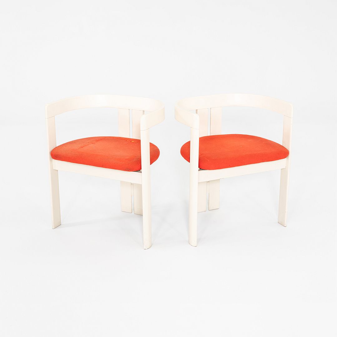 1970s Pair of Pigreco Dining Arm Chairs in Orange Tobia Scarpa for Gavina/Knoll