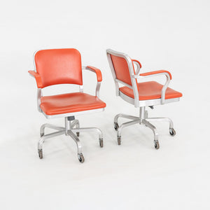 C. 2021 Jasper Morrison for Emeco Navy Officer Desk Chair in Brushed Aluminum and Orange Vinyl 19x Available