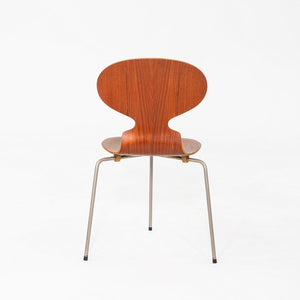 1960s Set of Four Arne Jacobsen for Fritz Hansen Ant Chairs Teak w/ Steel Legs