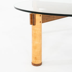 1989 Christopher Weiland Studio Craft Glass and Wood Coffee Table in Curly Maple