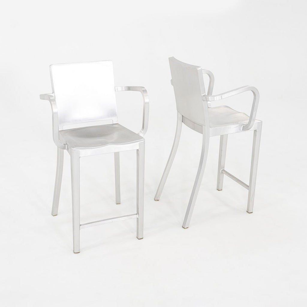 2010s Pair of Philippe Starck for Emeco Hudson Counter Stool in Brushed Aluminum