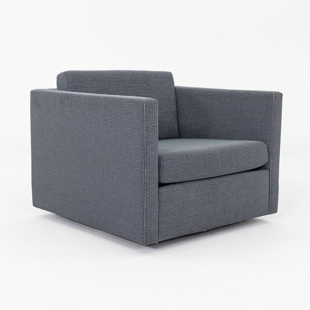 2018 Charles Pfister for Knoll Tuxedo Lounge Chair in Blue Grey Fabric Upholstery