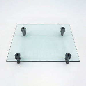1990s Gae Aulenti for Fontana Arte Tavolo Con Ruote Glass Coffee Table 47 Inches