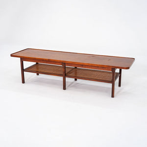 1960s Jack Cartwright for Founders Rectangular Coffee Table in Walnut and Cane