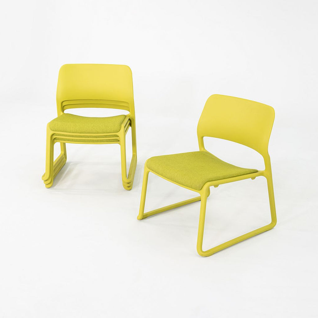 2010s Set of Four Don Chadwick for Knoll Spark Lounge Stacking Chairs Lime Green