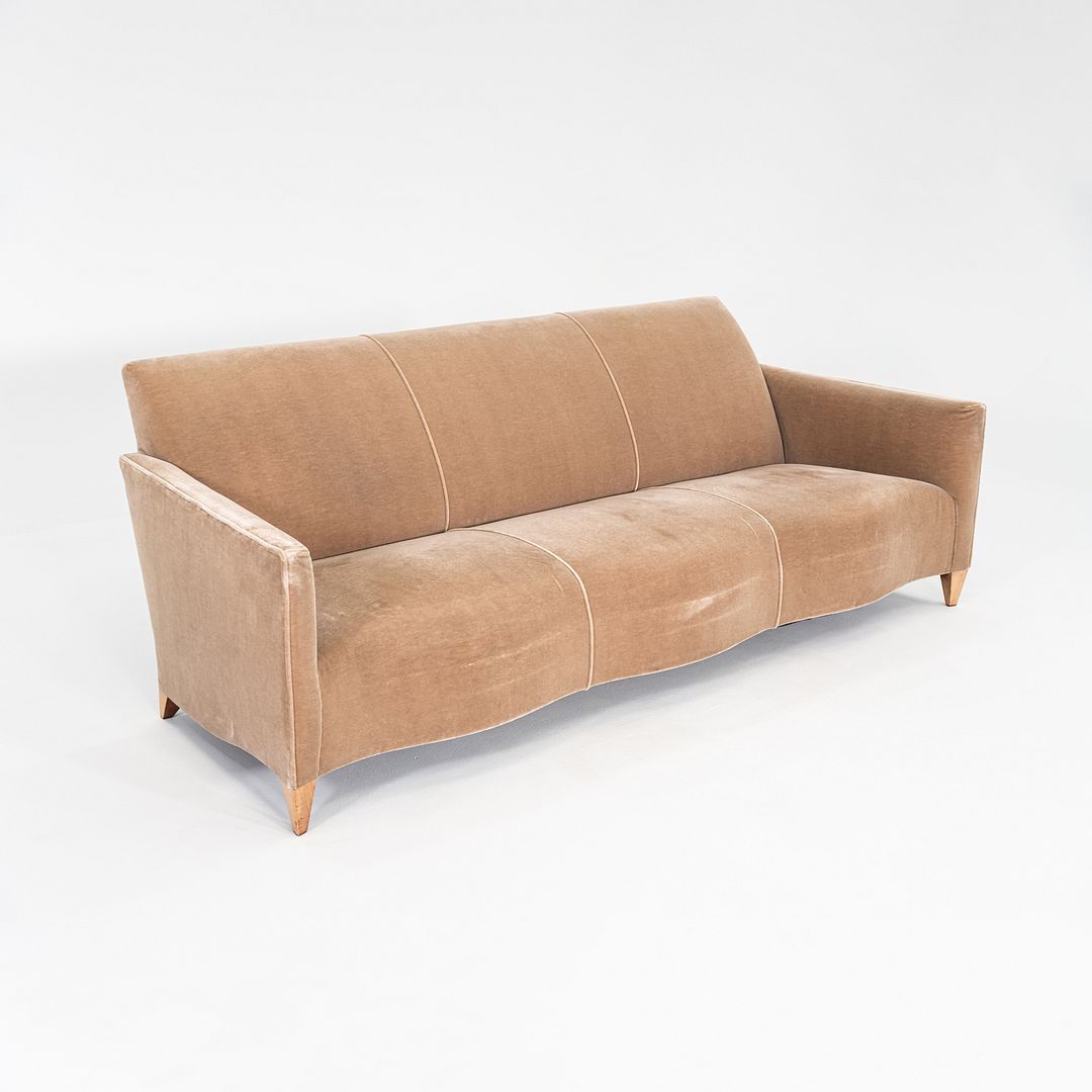 2000s John Hutton for Donghia Three Seat Serpentine Sofa in Tan Fabric 2x Avail