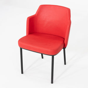 2015 Pair of Formway for Knoll Remix Dining Arm Chairs w/ Red Fabric Upholstery