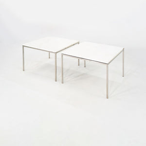 1965 Pair of Custom Marble and Steel Square Side Tables from Yamasaki Building