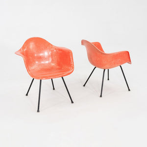 C. 1953 Pair of Herman Miller Eames Zenith MAX Fiberglass Arm Shell Chairs Red