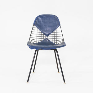 C. 1957 Herman Miller Eames Wire DKX-1 in Black Steel with Bikini Pad in Blue