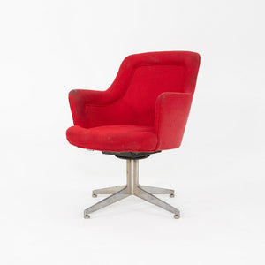 1960s Ward Bennett for Lehigh Furniture Arm Chair in Red Fabric and Aluminum