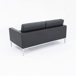 2013 Florence Knoll Two Seat Settee / Sofa in Black Leather and Chrome