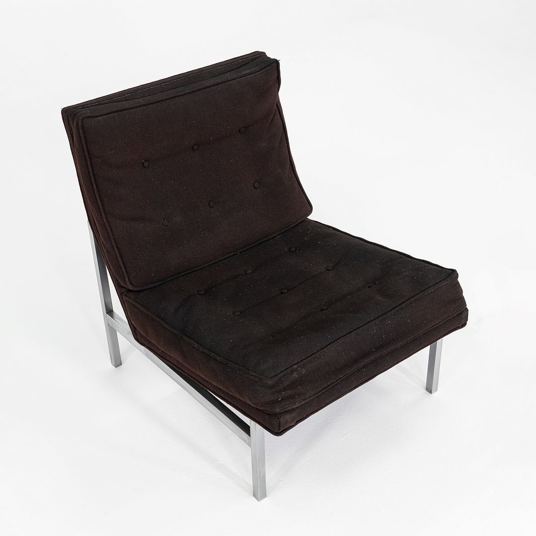 1960s Florence Knoll Armless Slipper Lounge Chair Upholstered in Black Fabric