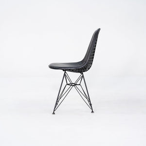 C. 1954 Herman Miller Eames DKR-1 Wire Dining Side Chair with Black Naugahyde