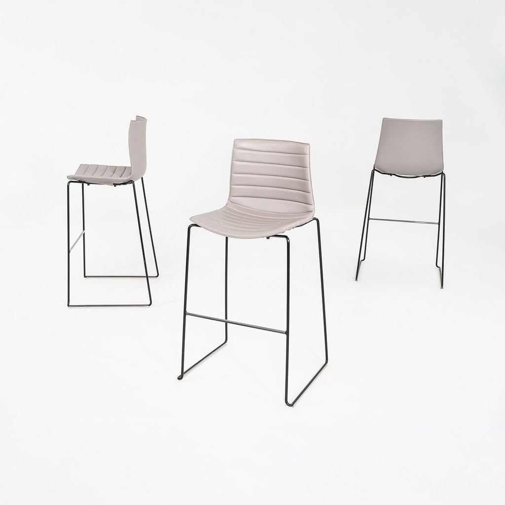 2010s Arper Catifa 46 Bar Stool in Beige Vinyl with Steel Frame 8x Available
