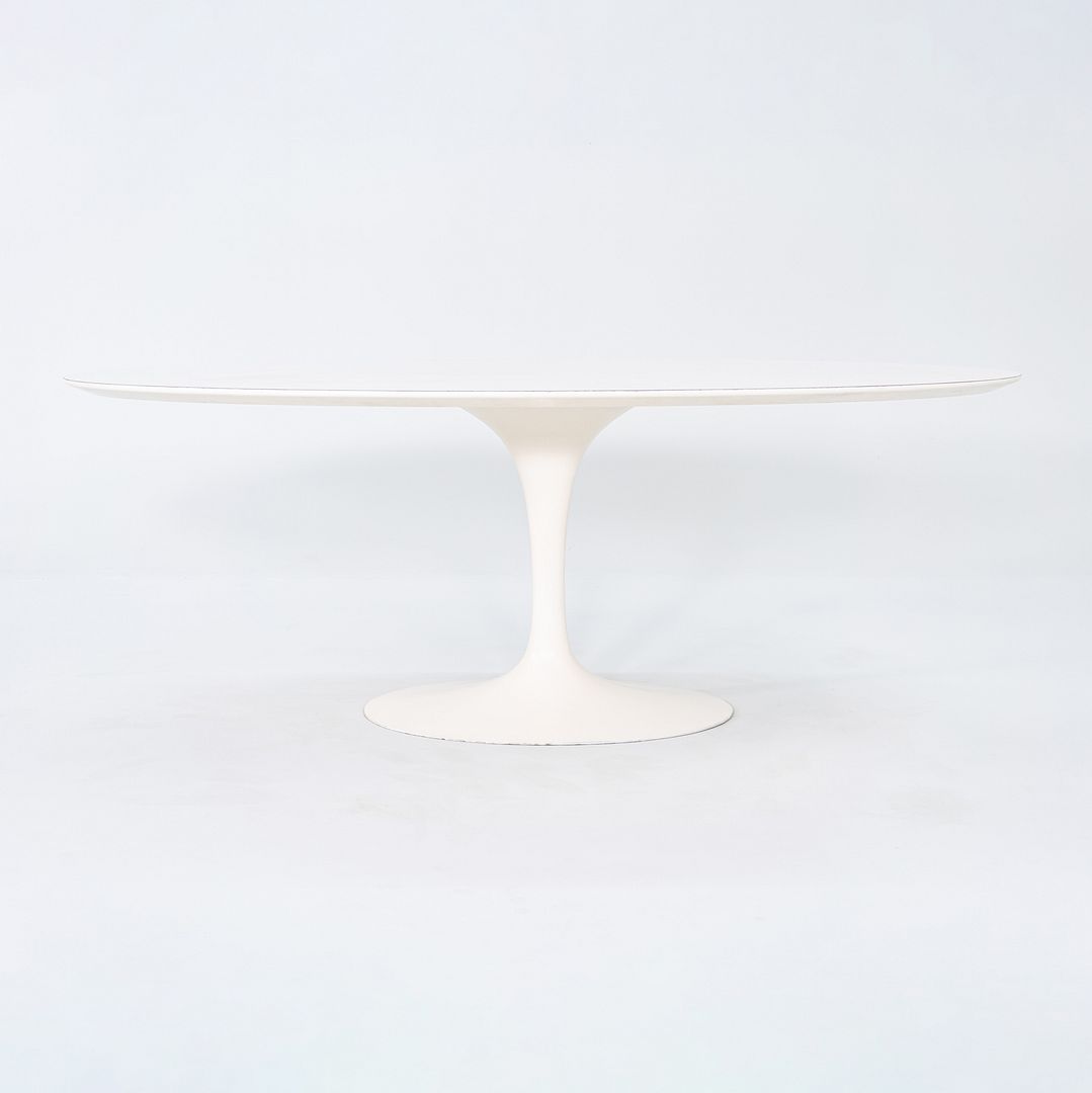 1960s Eero Saarinen for Knoll 78x48 inch Oval Tulip Dining Table in White Laminate