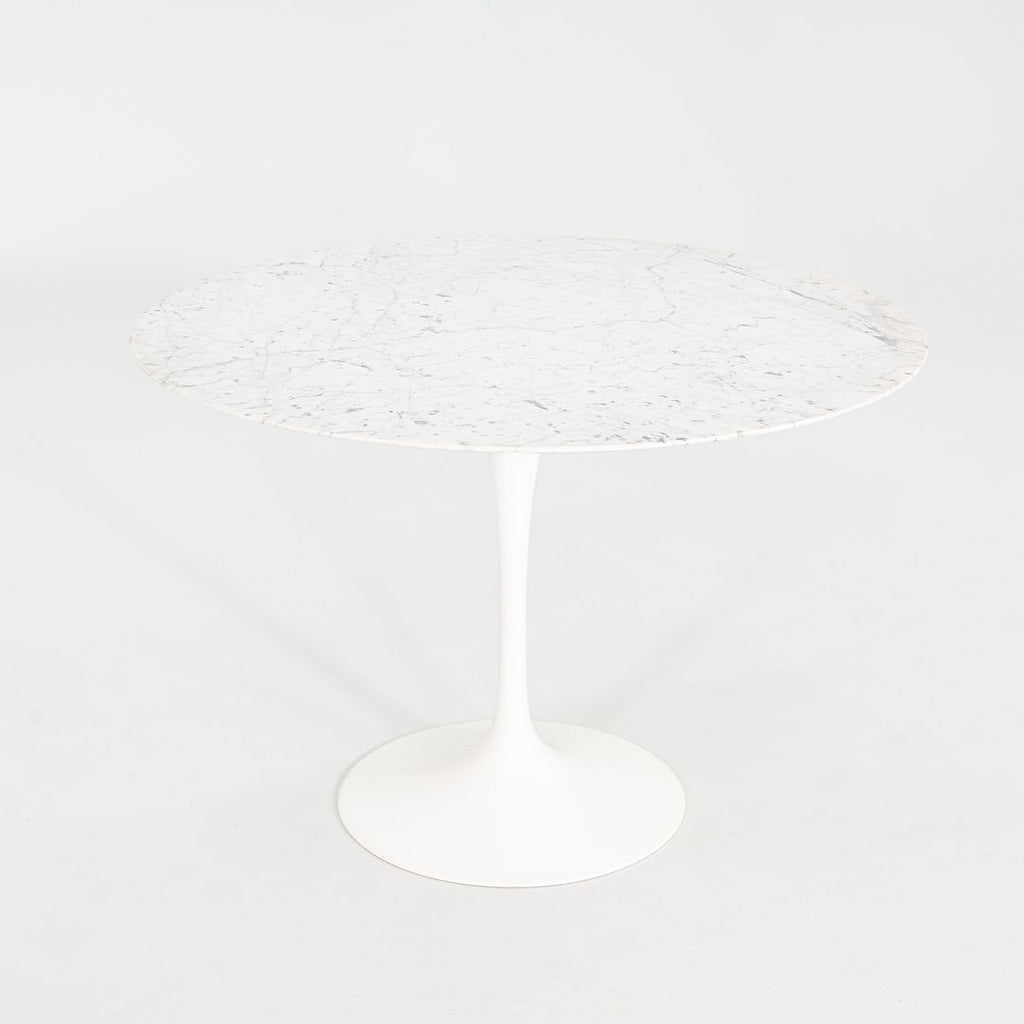 2010s Eero Saarinen for Knoll 42" Round Dining Table with Carrara Marble Top