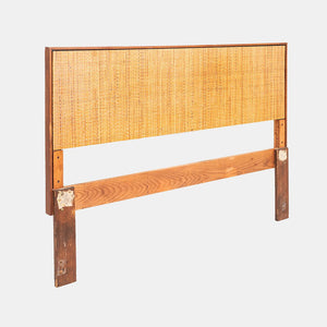 1960s Florence Knoll Cane and Walnut Full-Size Headboard, Model 740 WP 55x37"