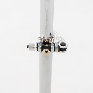 2010s Pair of Chromed Steel and Glass Adjustable Side Tables 20 Inch Diameter