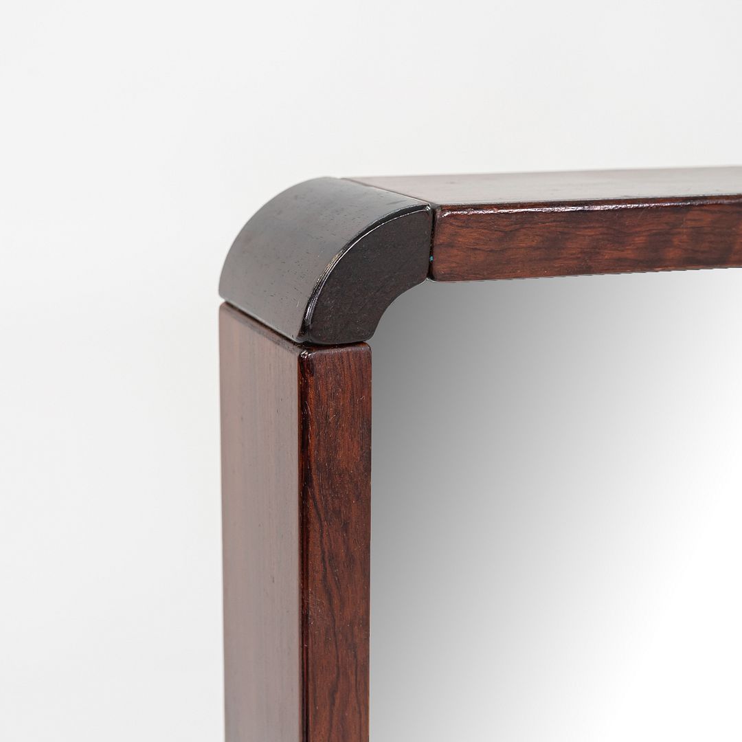 1970s Danish Modern Rosewood Mirror with Rounded Edges 27.5 x 51 x 4 inches