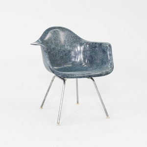1960s Herman Miller Eames MAX Fiberglass Arm Shell Chair Navy Blue w/ Steel Base