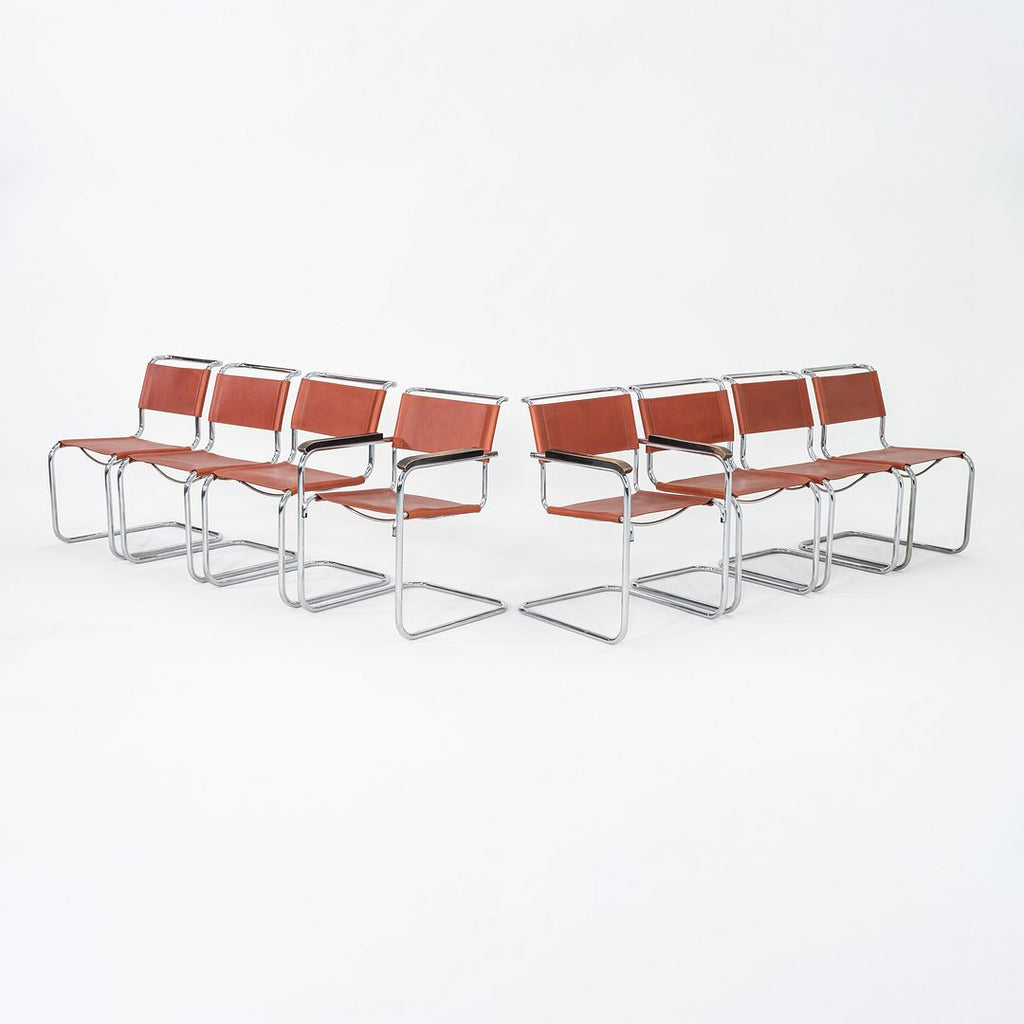 1960s Set of Eight Marcel Breuer for Thonet Dining Chairs in New Chestnut Saddle Leather