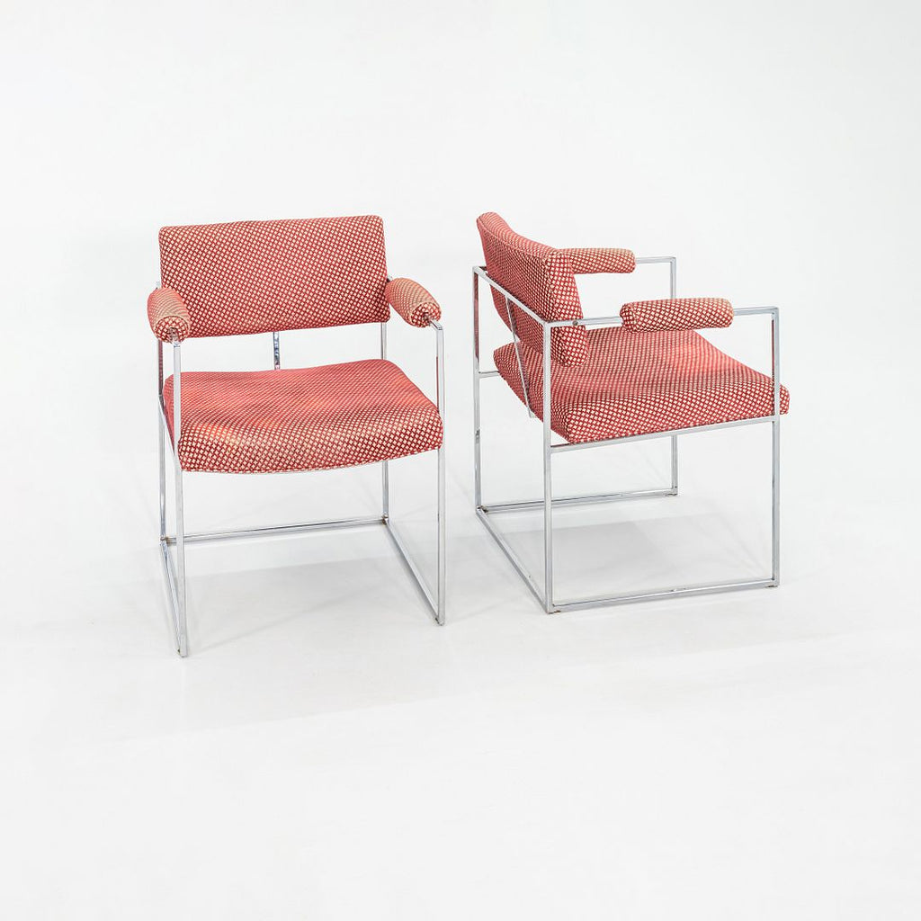 1970s Pair of Milo Baughman for Thayer Coggin 1188 Chairs Pink Fabric and Chrome