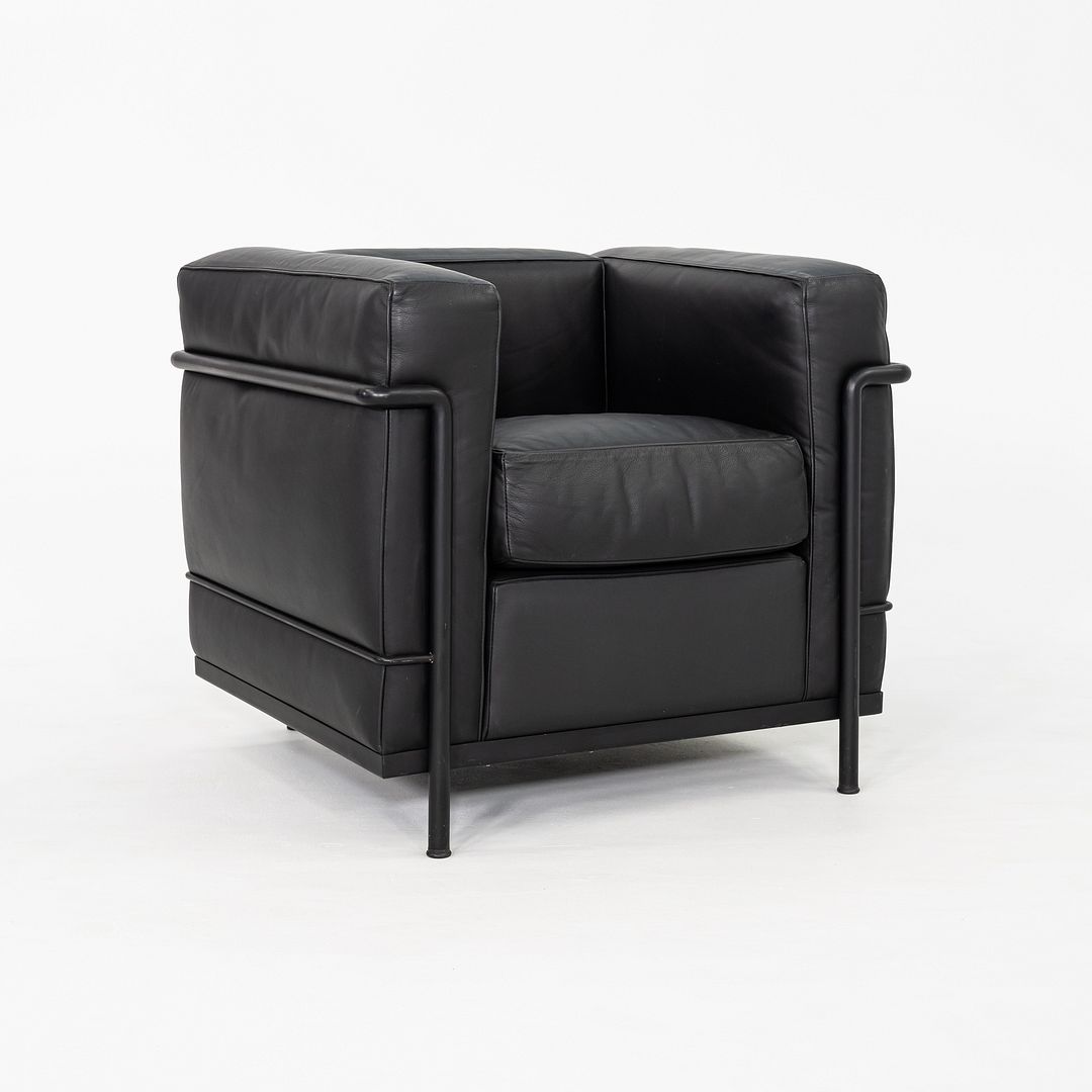 2000s Le Corbusier for Cassina LC2 Petite Club Lounge Chair in Black Leather