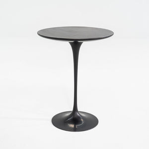 C. 1960s Eero Saarinen for Knoll Tulip Side Table with Custom Black Leather Top