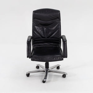 C. 1980s Fritz Makiol for Girsberger Trilax 2 Desk Chair Blk Leather Upholstery