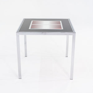1970s Maison Jansen Backgammon Game / Dining Table in Chrome and Glass 32 in