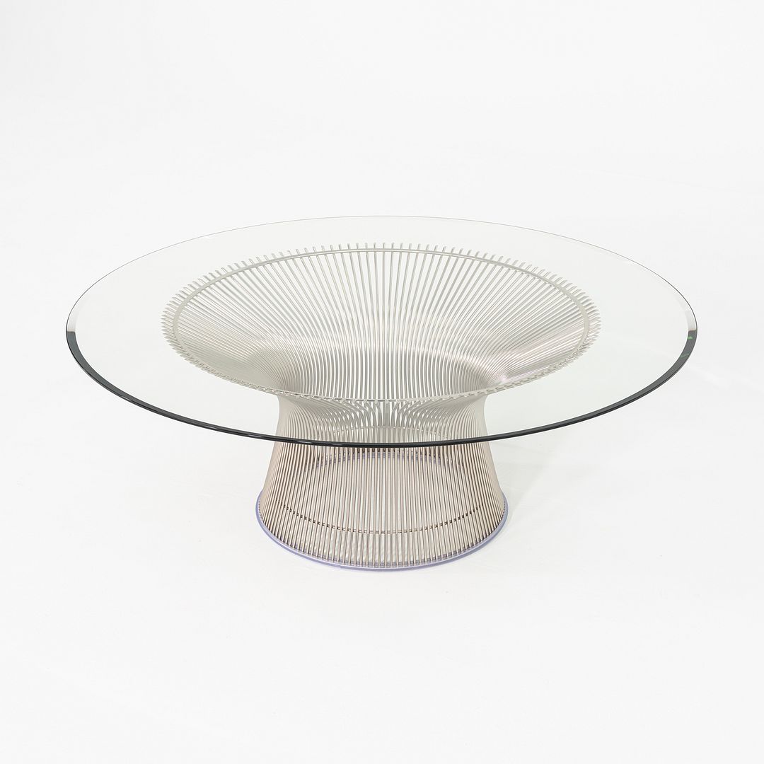 2018 Warren Platner for Knoll Coffee Table w/ 42" Glass Top & Nickel Chrome Base