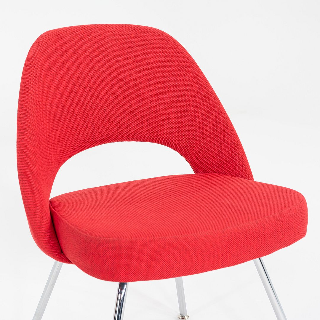 2019 Eero Saarinen for Knoll Armless Executive Dining Chair Red Fabric 4x Avail