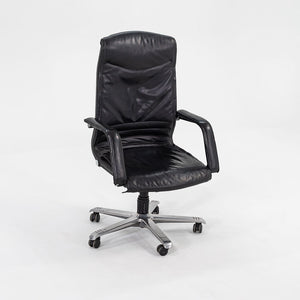 C. 1980s Fritz Makiol for Girsberger Trilax 2 Desk Chair Blk Leather Upholstery