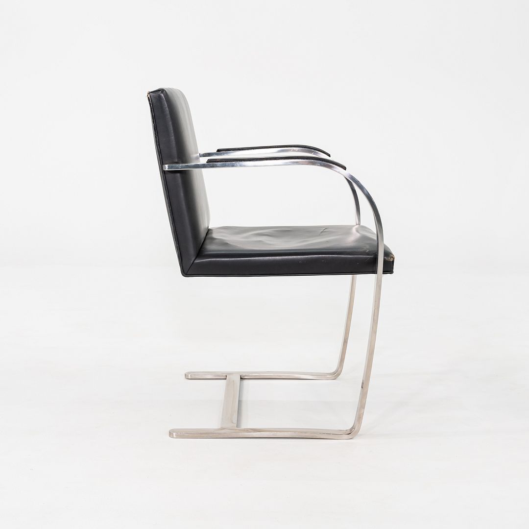 1960s Set of Eight Mies van der Rohe Knoll Stainless Steel Flat Bar Brno Chairs