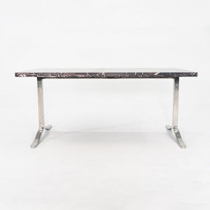 1970s Nicos Zographos Rosso Levanto Marble & Stainless Steel Alpha Dining Table