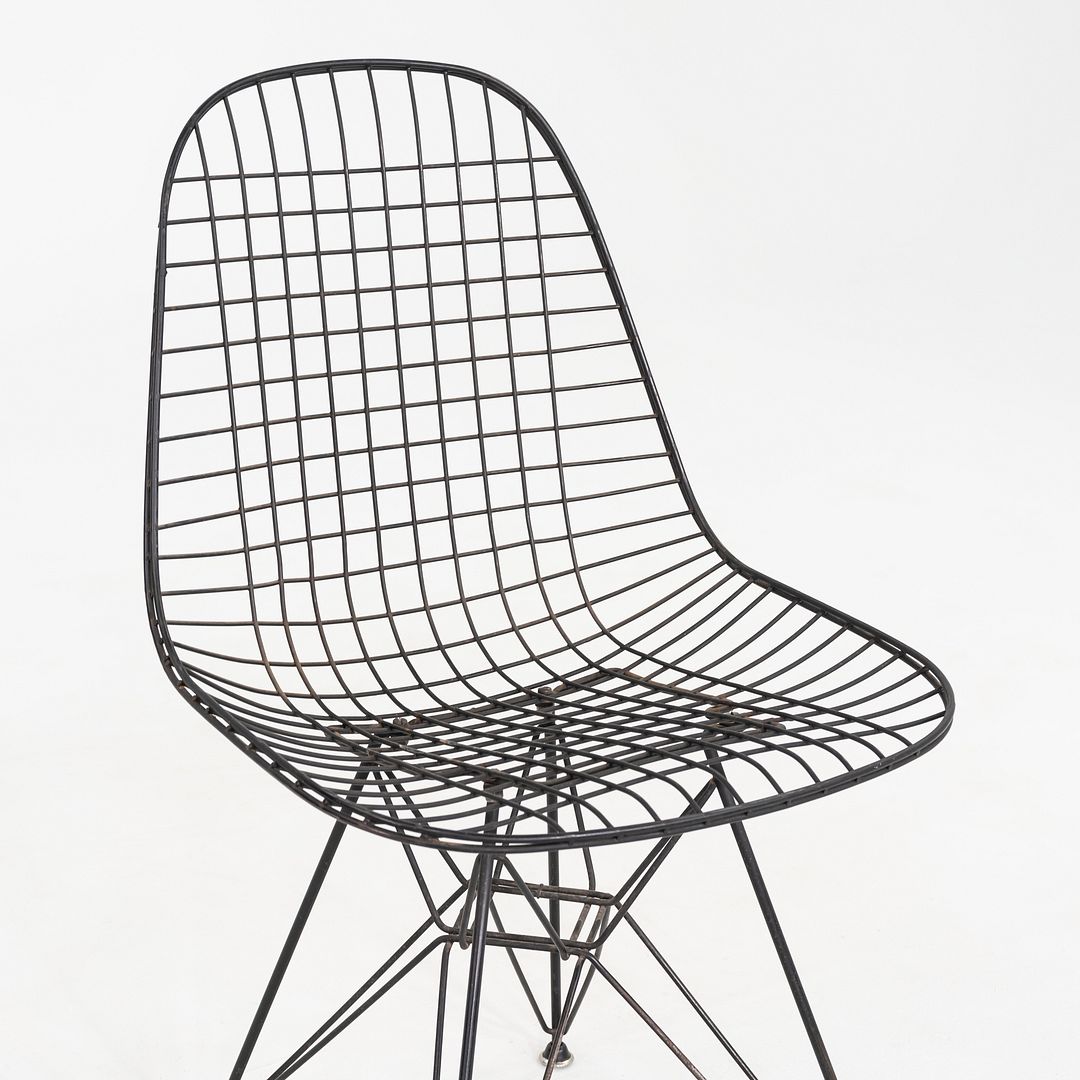 C. 1956 Pair of Herman Miller Eames DKR Wire Dining Chairs with Eiffel Bases
