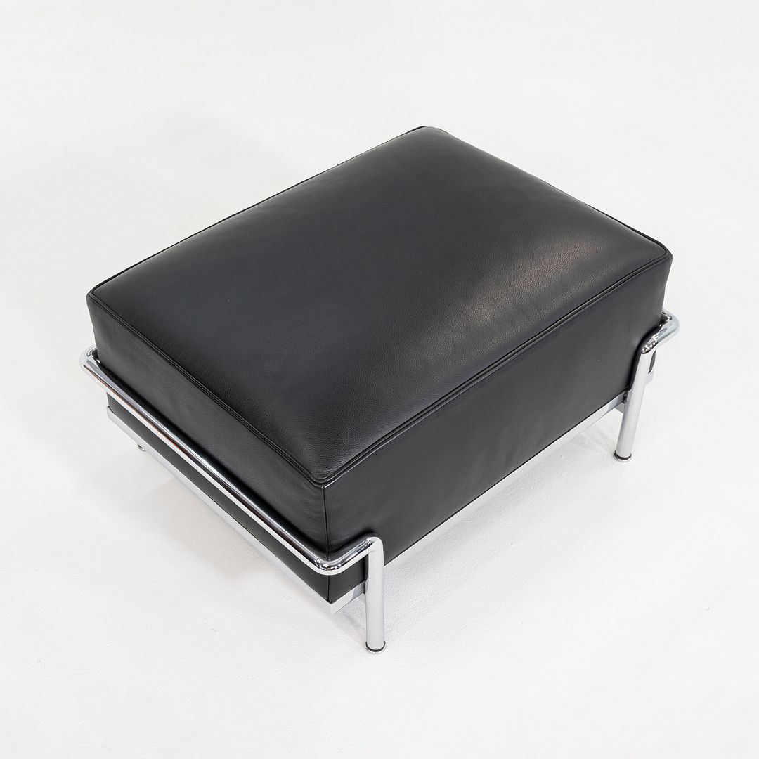 2010s Le Corbusier Jeanneret Perriand for Cassina LC2 Ottoman in Black Leather