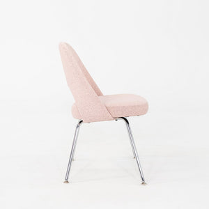 2010s Pair of Eero Saarinen for Knoll Armless Executive Dining Chair Pink Fabric