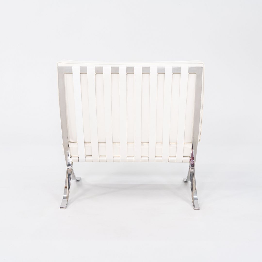 1960s Mies van der Rohe for Knoll Barcelona Lounge Chair in Sabrina White & Stainless Fully Restored