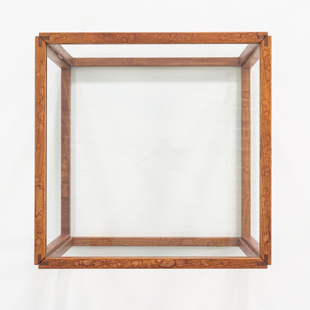 1960s Kai Kristiansen Cube Side or End Table in Teak and Glass 18x18x14 inches
