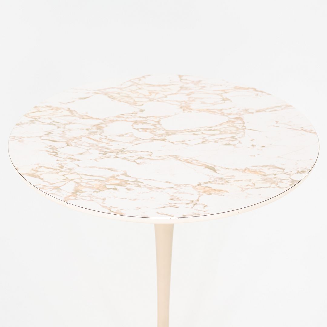 1960s Eero Saarinen for Knoll Pedestal Tulip Side Table w/ Faux Marble Laminate