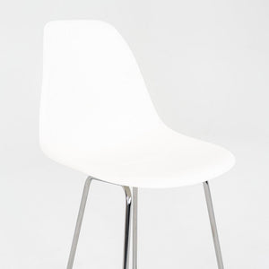 2024 Pair of Herman Miller Eames Plastic Counter Stools in White w/ Chrome Bases